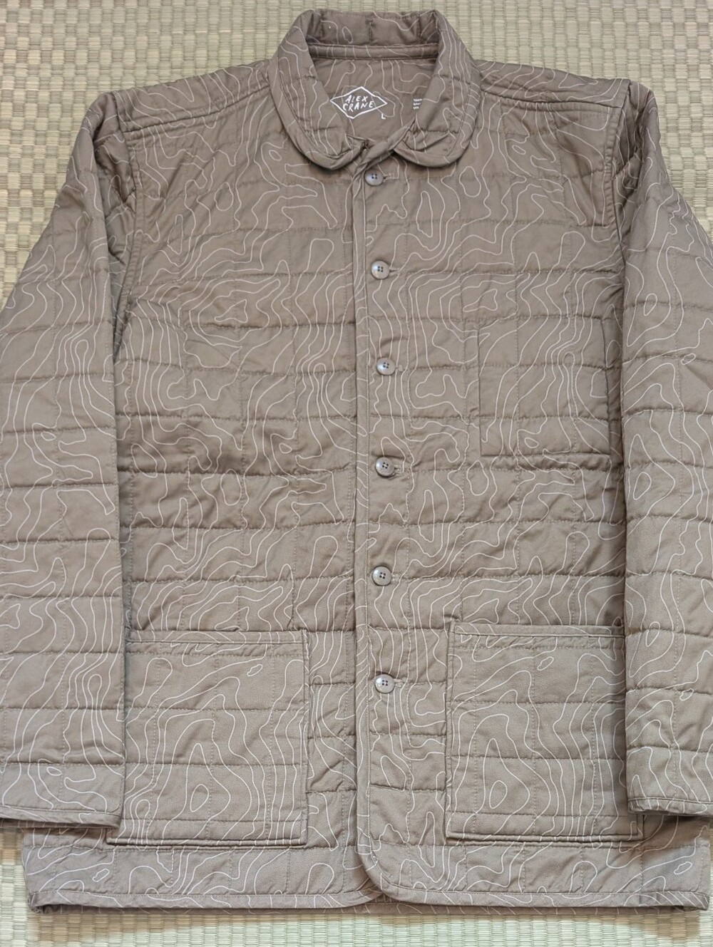 LNWOT Alex Crane Quilted Kite Jacket Tank Maps Cotton Olive Men's Size Large